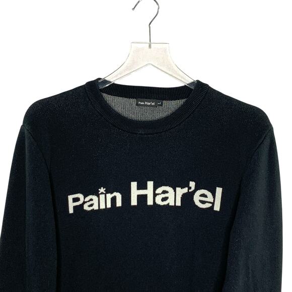 Pain Har'el L Mens Black Logo Sweater Crew Neck Long Sleeve Knit - Picture 4 of 7